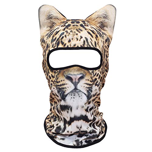 WTACTFUL 3D Animal Ears Balaclava, Breathable Face Mask for Halloween - color: Leopard Meb-39