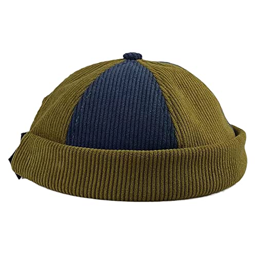 Vintage Old School Unisex Roll Cuff Brimless Sailor Docker Hat - color: 405-olive