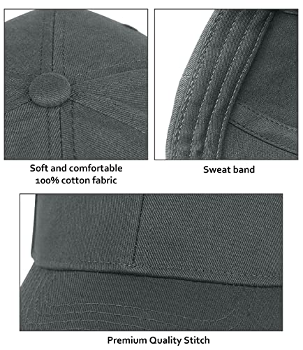 3 Pack Unisex Cotton Baseball Cap Adjustable Unconstructed Plain Sport Dad Golf Hat for Men and Women - color: Black+grey+green