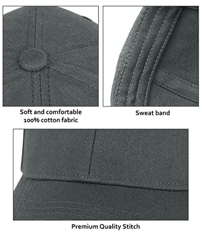 3 Pack Unisex Cotton Baseball Cap Adjustable Unconstructed Plain Sport Dad Golf Hat for Men and Women - color: Black+grey+green