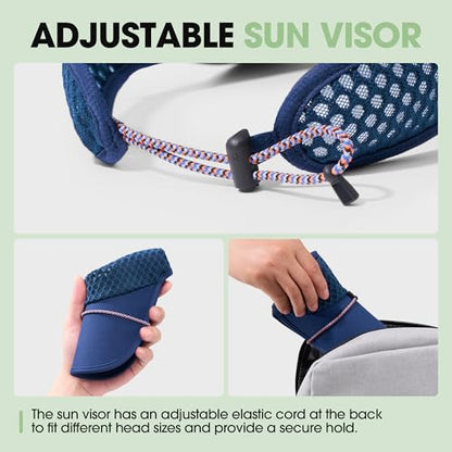 Breathable Mesh Sun Visor Lightweight Sport Hat for Men Women - color: Navy Blue