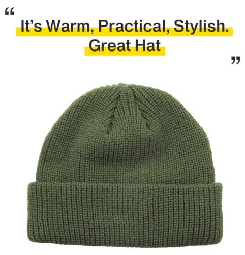 Fisherman Short Beanie Leon Roll up Trawler Classic Skullcap Hipster Beanie Warm Winter Hats Acrylic Ribbed Knit Cuff Daily - color: 3. Olive Fisherman Beanie