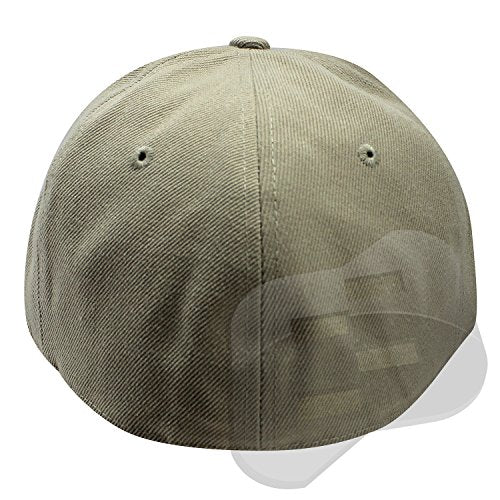 Plain Fitted Flat Bill Hat, (Solid and Neon Colors) - color: Khaki, size: 7 5/8