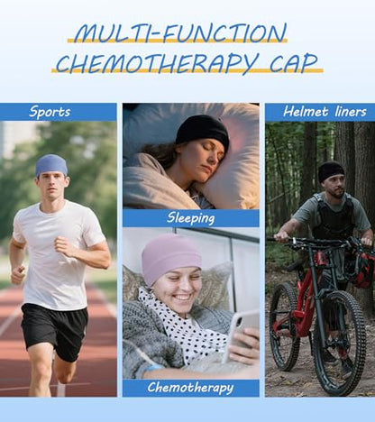Cotton Skull Cap Sleep Cap Beanie Helmet Liner for Men Women - color: Set D-black,light Blue,light Purple