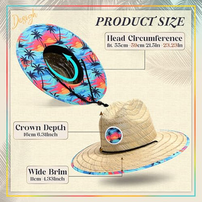 Cuffbow 2 Pack Straw Sun Hats for Women Men - style: Palm Tropical