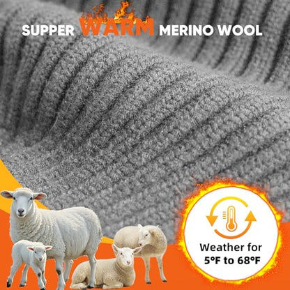 Winter Beanie Merino Wool Fleece Lined for Men Women Soft Warm Knit Hat Ski Stocking Cuffed Cap - color: Grey