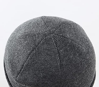 Home Prefer Mens Winter Hats Acrylic Knit Cuff Beanie Cap Warm Womens Beanie Hat - color: Charcoal Grey