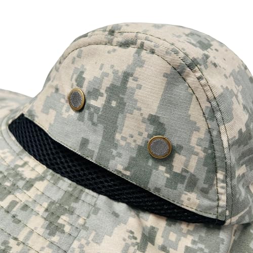 Packable and Adjustable Mesh Boonie Sun Hat with Neck Flap - color: Universal Digital Camo