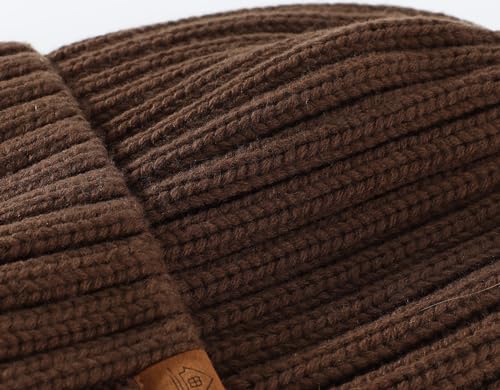 Home Prefer Mens Winter Hat Wool Fleece Lined Knit Beanie Hat Warm Stocking Caps - color: Chestnut Brown