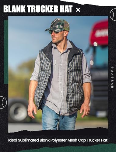 Tarpop 10 Pcs Sublimation Blank Trucker Hats Bulk - color: Camouflage