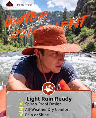 Home Prefer UPF 50+ Men's Sun Hat Wide Brim Bucket Hat UV Protection Hat for Mens Womens Beach Safari Gardening Golf Fishing - color: Burnt Orange