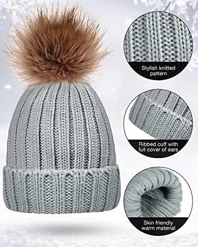 Syhood 4 Pcs Hat and Glove Set Winter Beanie and Glove Set - color: Black and Grey