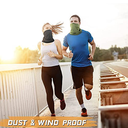 Neck Gaiter Face Mask: Cooling UV Protection Face Cover Breathable - color: Black&grey&green&blue