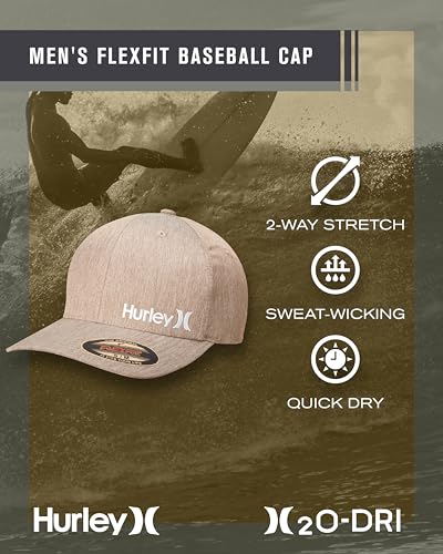 Hurley Mens Baseball Cap Moisture-Wicking Flexfit Curved Bill Fitted Hat - color: Brown, size: Small-Medium
