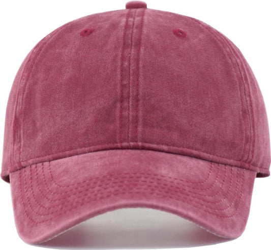 TSSGBL Vintage Cotton Washed Baseball Cap S to XXL Unstructured Low Profile Adjustable Distressed Dad Hat for Men Women - color: Wine(washed), size: Small-Medium