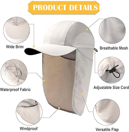 Mens Sun Hat with Breathable Mesh Sun Hats for Men Fishing Hat - color: Gray