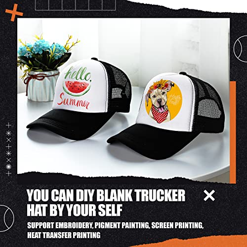 Tarpop 10 Pcs Sublimation Blank Trucker Hats Bulk - color: Black and White