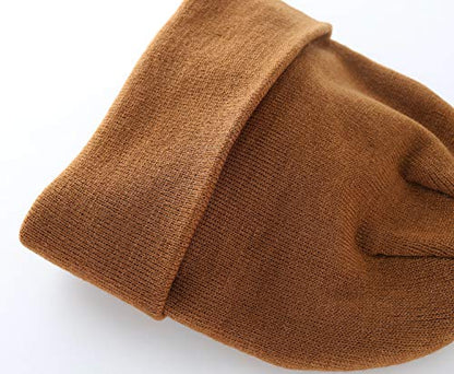 Home Prefer Men's Winter Beanie Hat with Brim Warm Double Knit Cuff Beanie Cap Watch Radar Hat - color: Brown