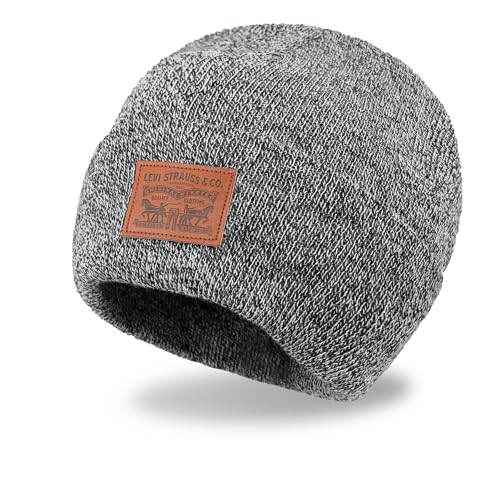 Levi's Mens All-Season Hero Beanie Soft Knit Cuffed Winter Hat, Warm & Comfortable Everyday Style - color: Marl Grey