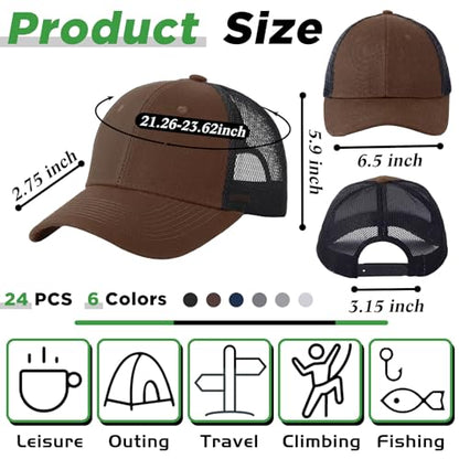 Suhine 24 Pcs Blank Trucker Hat Bulk,Unisex Baseball Cap - color: Multicolor 1