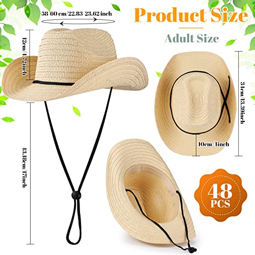 Unittype Adult Straw Cowboy Hat Bulk Western Party Pack - color: Single: Beige