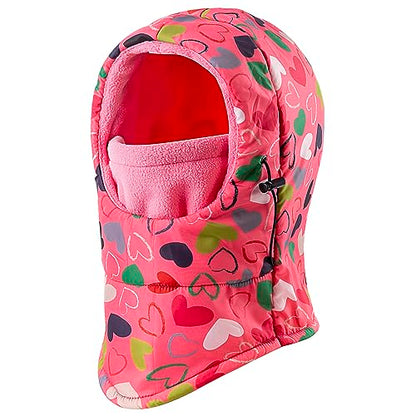 REDESS Winter Windproof Hat, Unisex Children Heavyweight Balaclava, Ski Mask with Thick Warm Fleece Face Cover - color: Dark Pink
