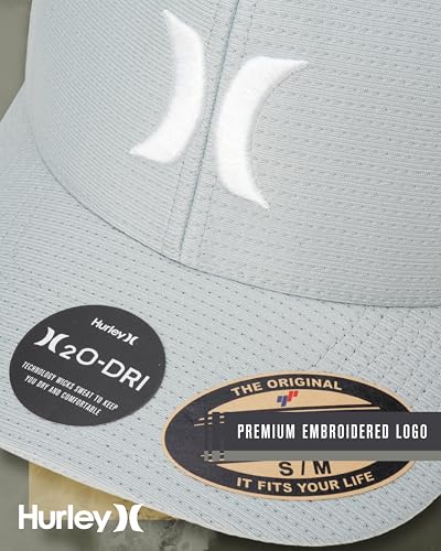 Hurley Mens Baseball Cap, H2O-Dri Stretch Fitted Hat with Curved Bill - color: Mystic Stone, size: Large-X-Large