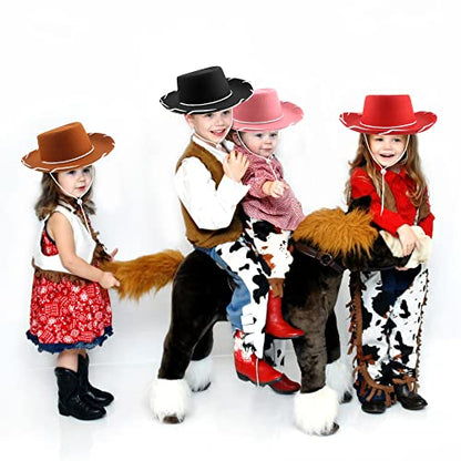 12 Pcs Child Felt Cowboy Hats Wide Brim Cowboy Cowgirl Hat Rodeo Western Hat for Kids Halloween Cosplay Accessories - color: Color Set 2
