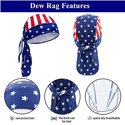 4 Pack Head Wraps Cycling Caps Dew Rag Skull Caps Beanie Cap Do Rags, Pirate Hats, Doo Rag, Durag Bandana - color: Flags, size: One Size
