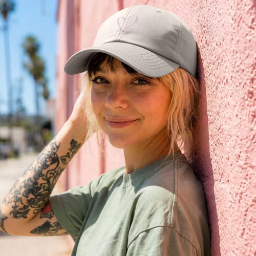 Hand Drawn Heart Hat Womens Embroidered Baseball Cap - color: Beige