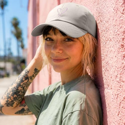 Hand Drawn Heart Hat Womens Embroidered Baseball Cap - color: Beige
