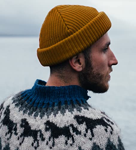 Fisherman Short Beanie Leon Roll up Trawler Classic Skullcap Hipster Beanie Warm Winter Hats Acrylic Ribbed Knit Cuff Daily - color: Wheat Fisherman Beanie