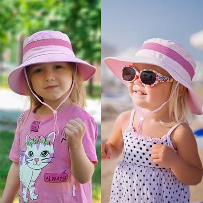 HONGTEYA Baby Toddler Sun Hat, Summer Mesh Bucket Beach Hat for Boys Girls - color: Pink, size: 6-24 Months