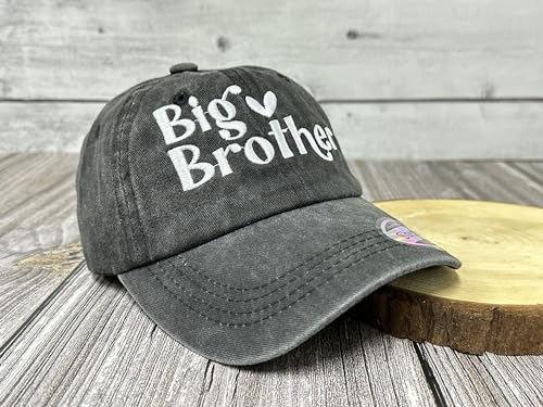 Embroidered Baseball Hats for Girls Boys - color: Big Brother (Washed Black)