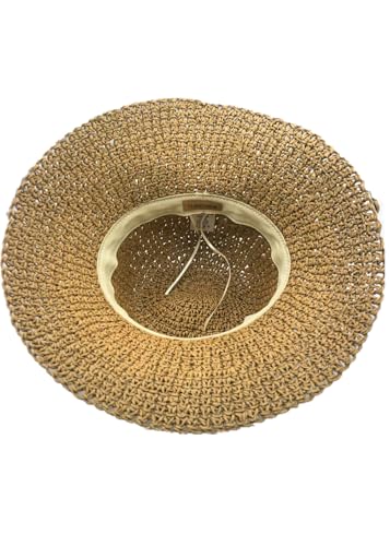 Woven Straw Hat for Women Foldable Summer Beach Hat Wide Brim Floppy Bucket Hat - color: Khaki