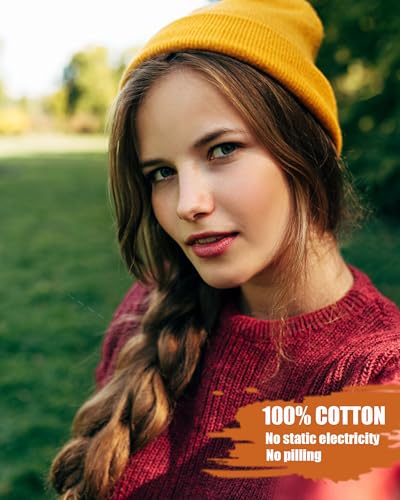 vidsel 100% Cotton Beanie Hat-Unisex Winter Knit Cuffed Beanies Skull Cap - color: 1-yellow