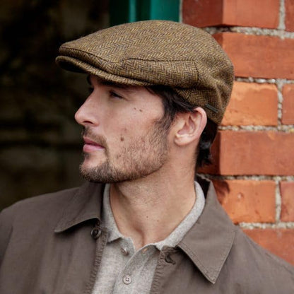 Biddy Murphy Newsboy Flat Cap, 100% Irish Wool - Made in Ireland - color: Brown, size: Medium