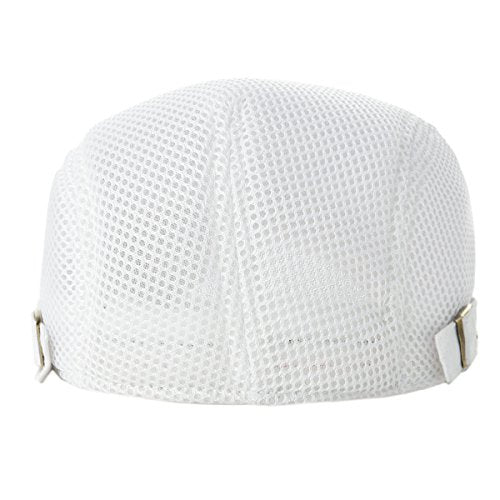VOBOOM Men Mesh Newsboy Flat Cap Ivy Cabbie Newsboy Cap - color: White