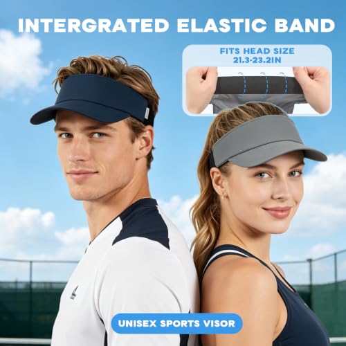 Sukeen Sports Sun Visor Hat for Women Men Lightweight Stretchy Quick Dry Cooling Athletic Visor Hat for Running, Tennis, Golf Grey