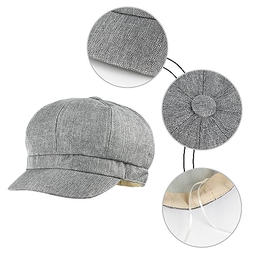 Women Cotton Blend Newsboy Cap Cabbie Paperboy Painter Visor Hat - color: Grey B