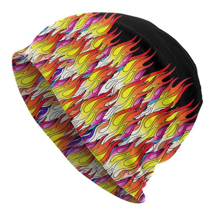 Slouchy Beanie Hat Skull Cap Chemo Headwear Baggy Hats for Men Women Running Cycling - color: Colorful Flame