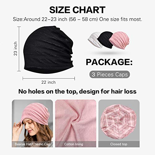 Ababalaya Womens Cotton Summer Beanie Chemo Headwear Sleep Cap - color: C-1409pack