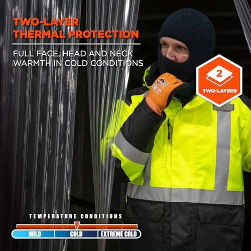 Ergodyne Unisex Adult N-ferno 6829 Freezer Balaclava Face Mask - 2-Layer, Acrylic Rib Knit - color: Navy