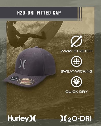 Hurley Mens Baseball Cap, H2O-Dri Stretch Fitted Hat with Curved Bill - color: Stone, size: Small-Medium