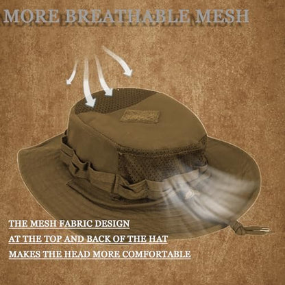Sun Hat Breathable Boonie Hats for Men Women Fishing Safari Bucket Hat Cap Hunting Outdoor Hiking Camping - color: Grey-1