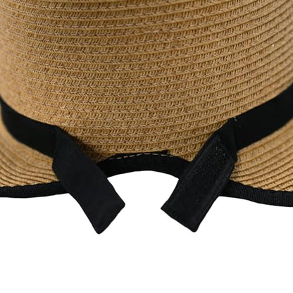 Panama Jack Women's Sun Hats - Paper Braid Straw, Assorted Styles - color: Black Hat Band Facesaver