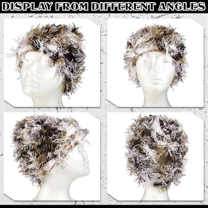 Chuarry Distressed Knitted Beanie Fuzzy Winter Hat - color: Assorted Brown White