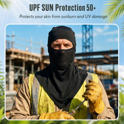 Face Balaclava Neck Cover Cooling Ice Silk Ski Mask - color: Black