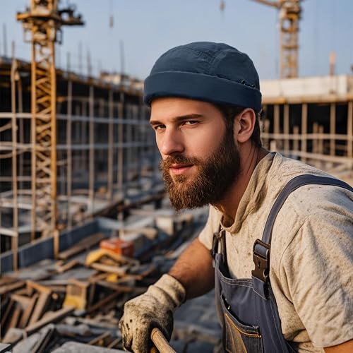 Clakllie Quick Dry Brimless Docker Cap for Men Summer Beanie Sailor Skullcap Lightweight Waterproof Adjustable No Brim Hat - color: S-dbh01-n-dark Blue