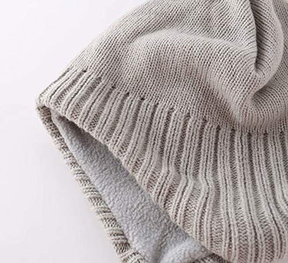 Home Prefer Toddler Boys Girls Hats Earflaps Fleece Knit Beanie Kids Winter Hat - color: Light Gray, size: 5-10 Years
